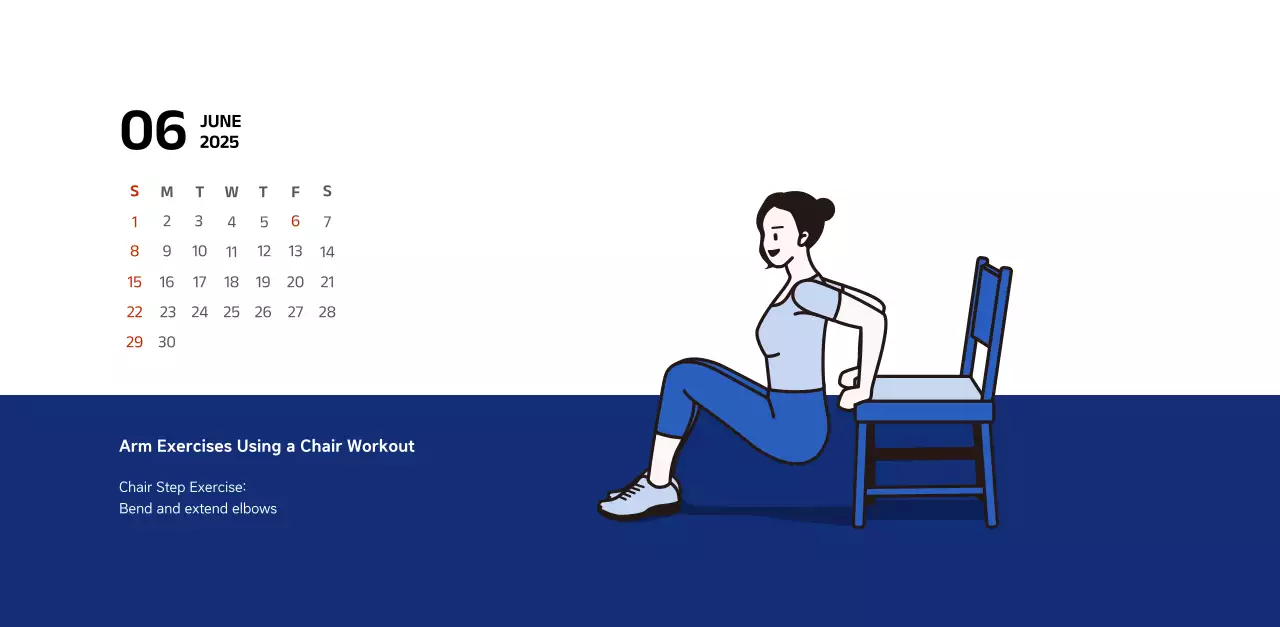 Simple calendar with blue, clean illustrations