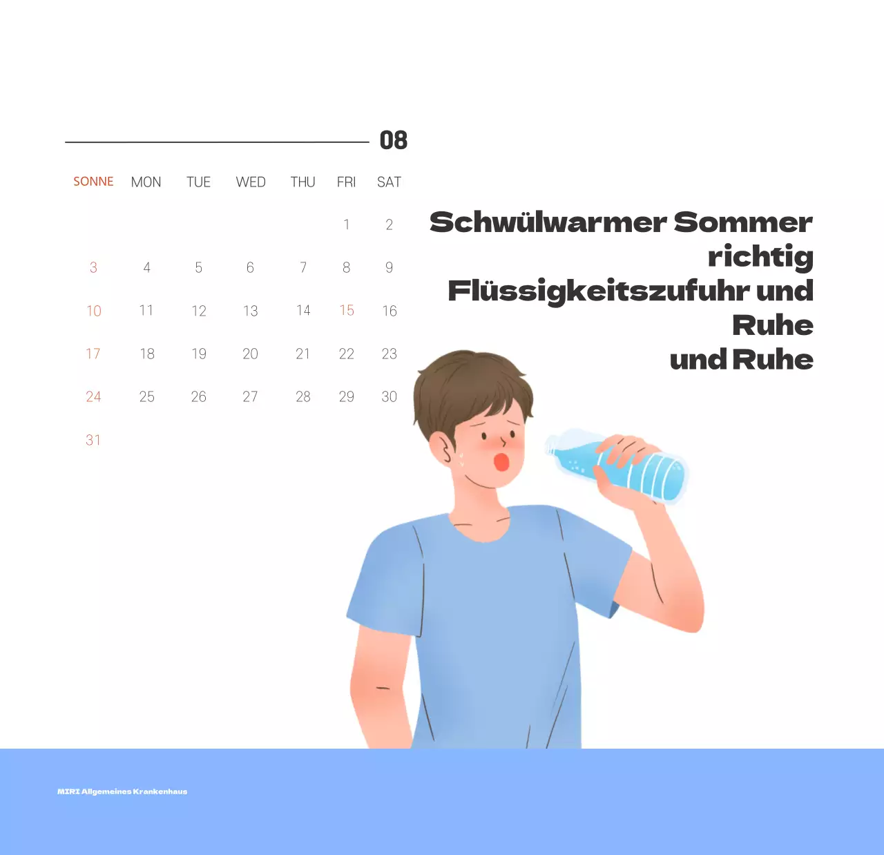 Ein festliches Krankenhaus mit Illustrationen zum Thema Gesundheit und Familie und farbenfrohen Akzenten