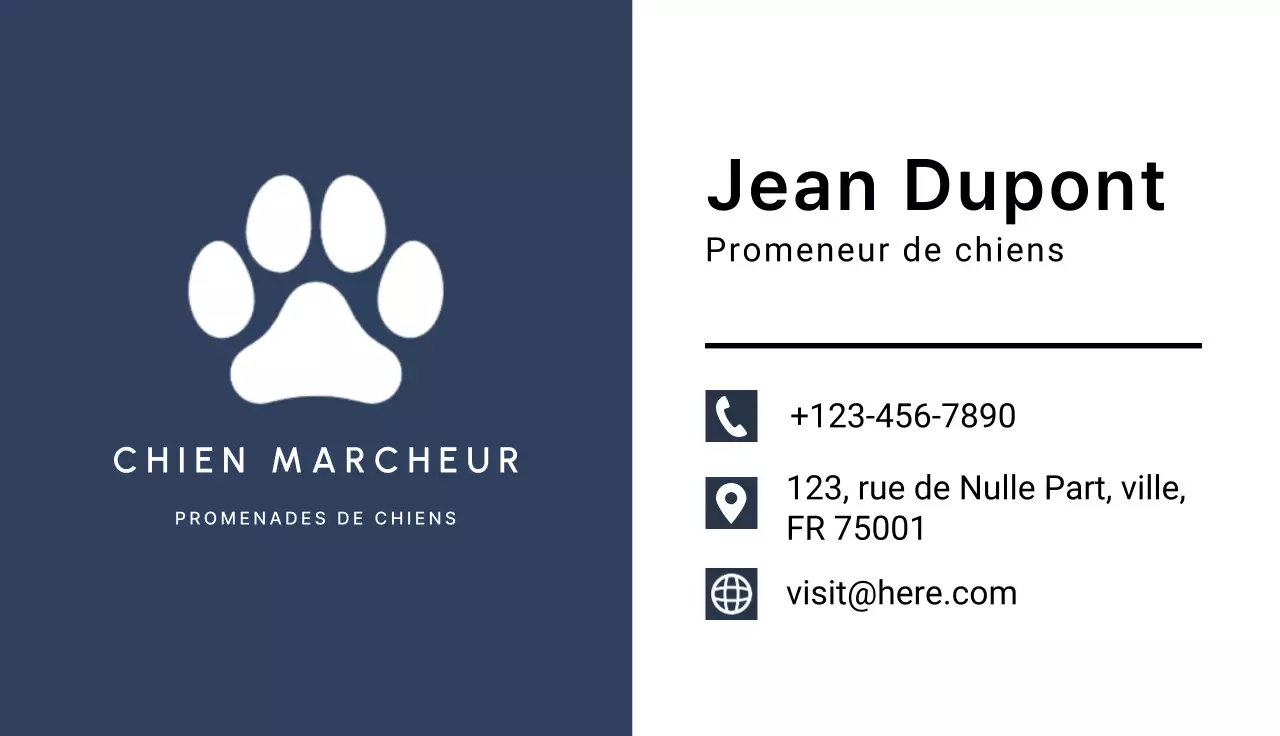 carte de visite marine pour chien