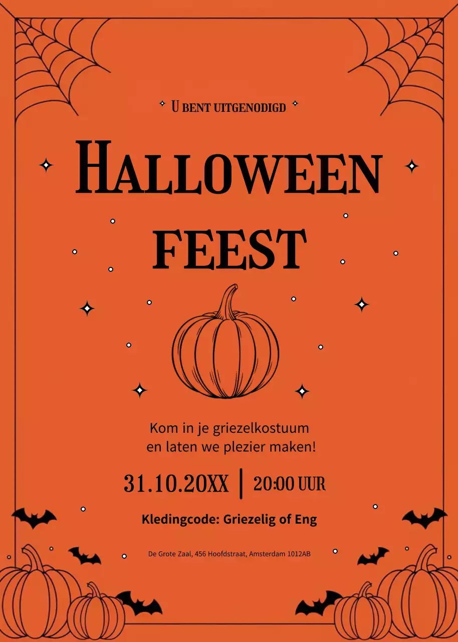 Oranje zwart Halloween feest uitnodiging minimale stijl