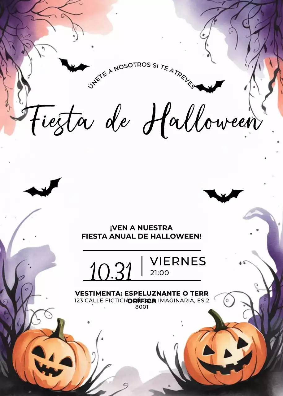Invitación gótica negra de Halloween
