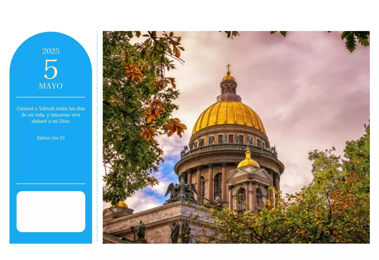 Calendario eclesiástico azul de concepto moderno