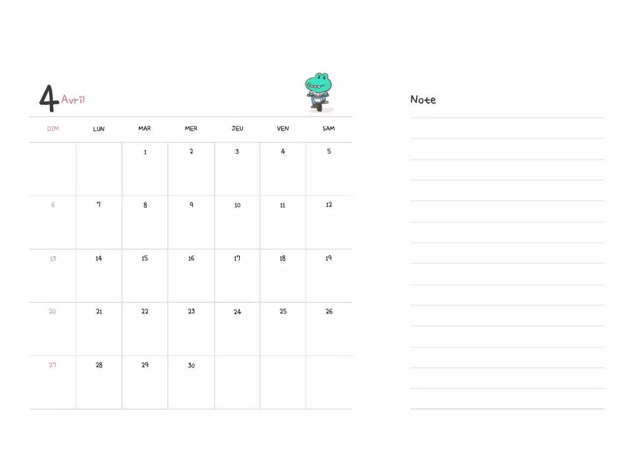 Un calendrier avec un concept d'illustration Ago mignon