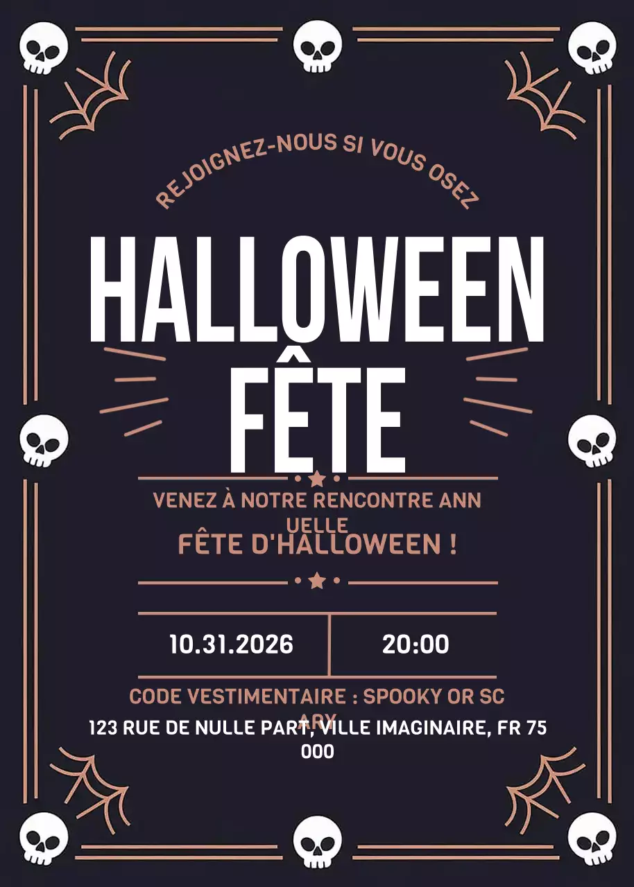 Invitation gothique noire pour Halloween