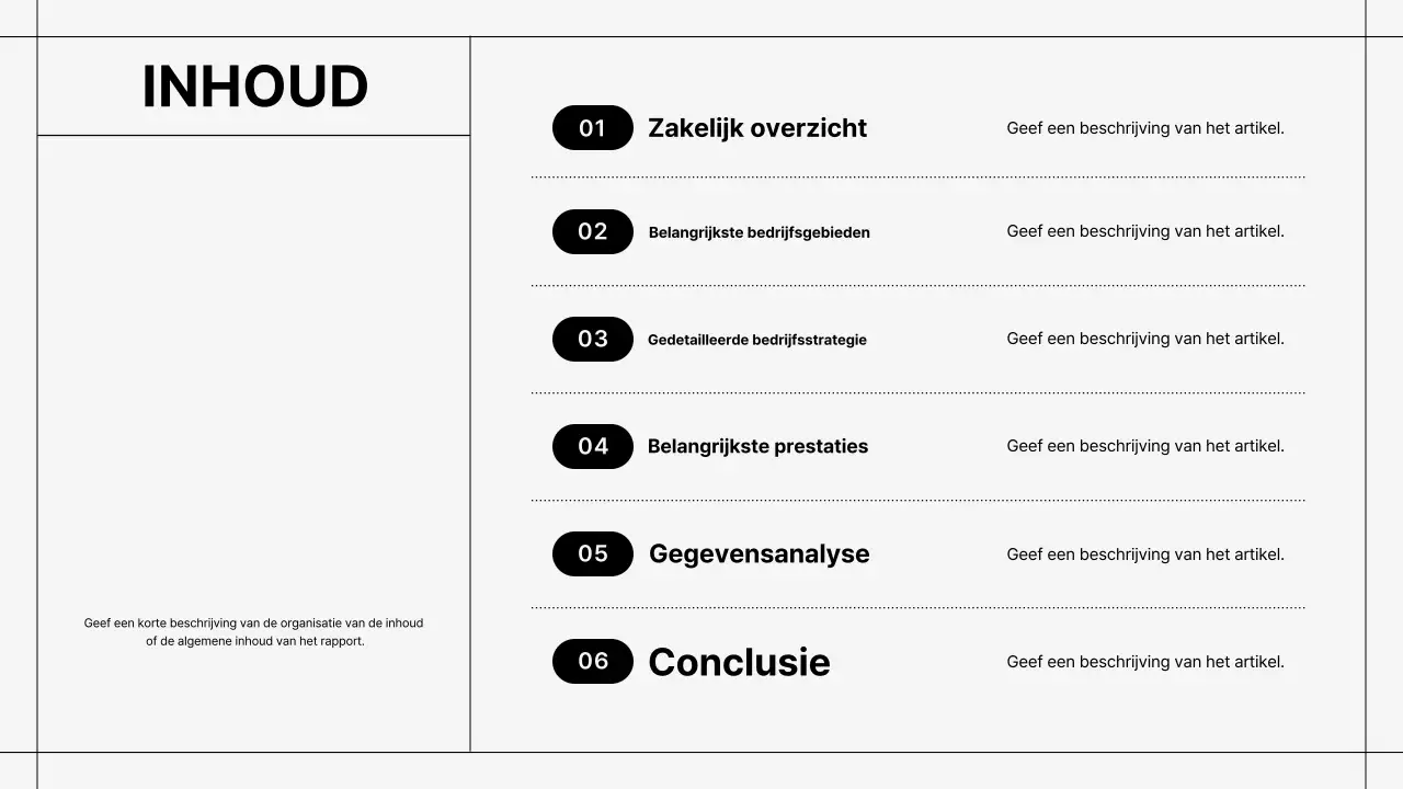 Zwart Eenvoudig Rapport Beschrijving