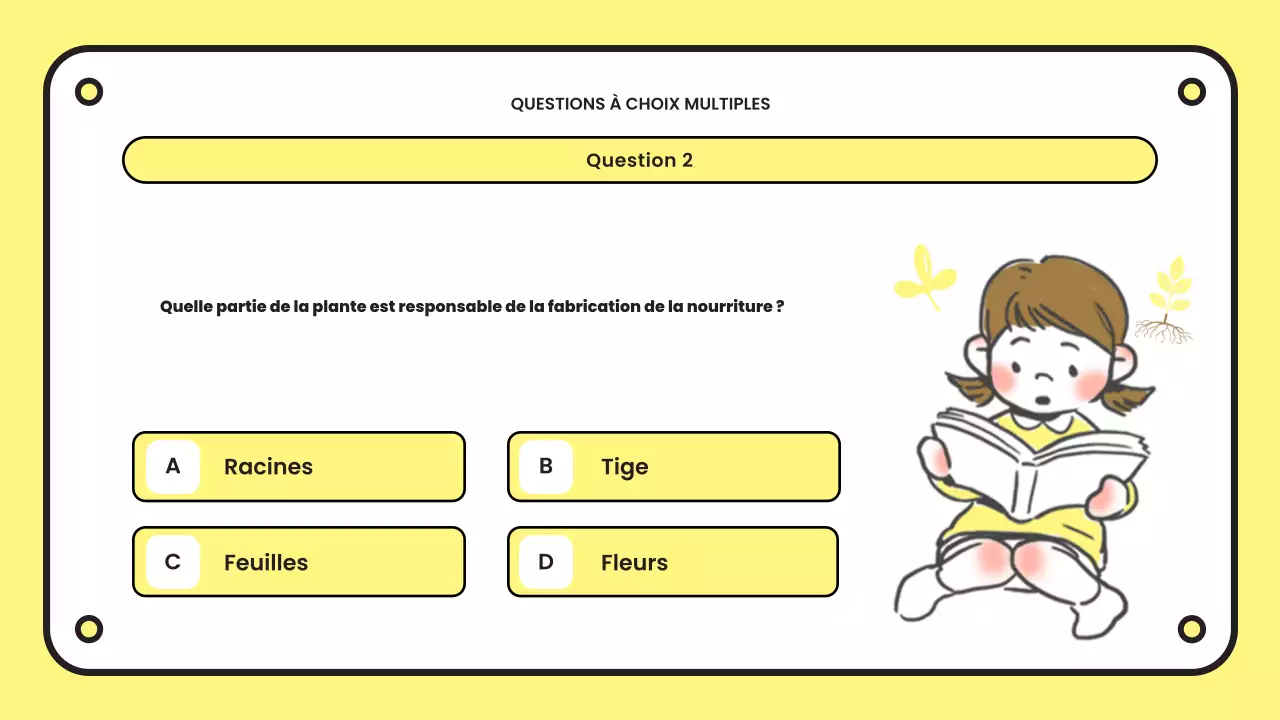 présentation d'un quiz simple en jaune