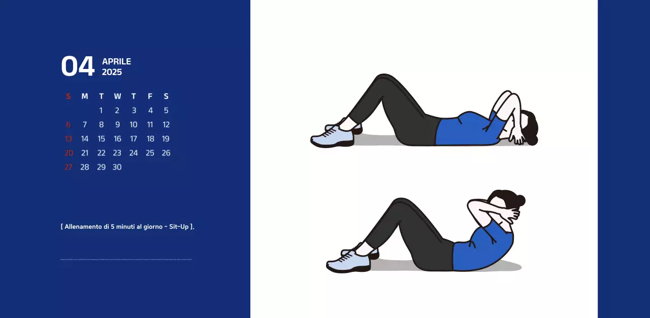 Calendario semplice con illustrazioni blu e pulite