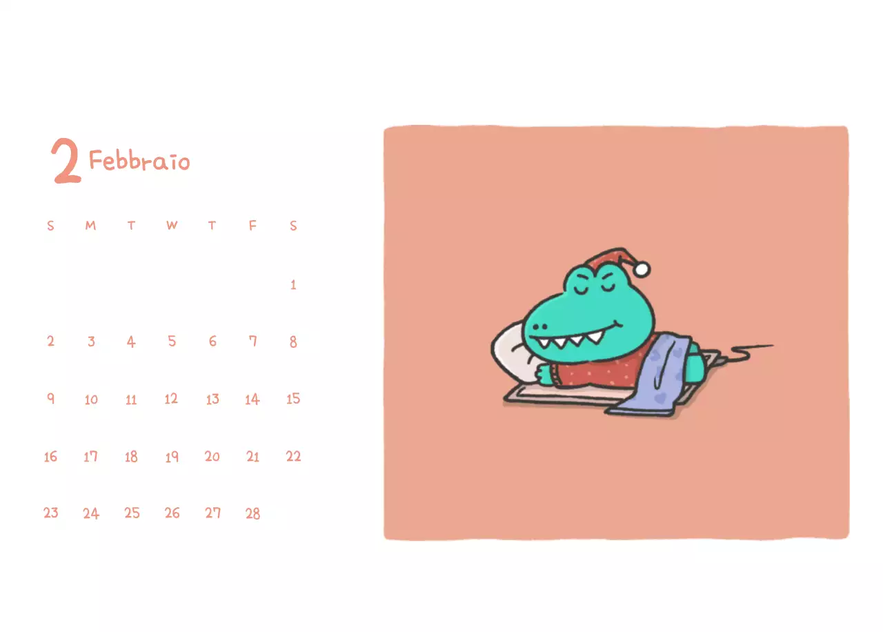 Un calendario con un simpatico concetto di illustrazione di Ago