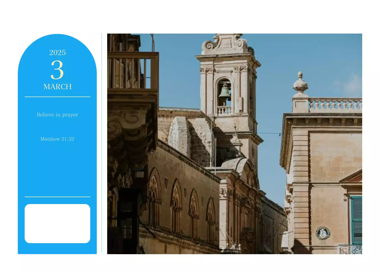 Blue modern concept church calendar