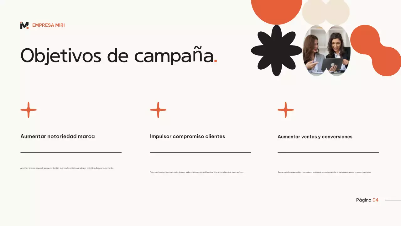 Naranja beige moderno plan de marketing geométrico