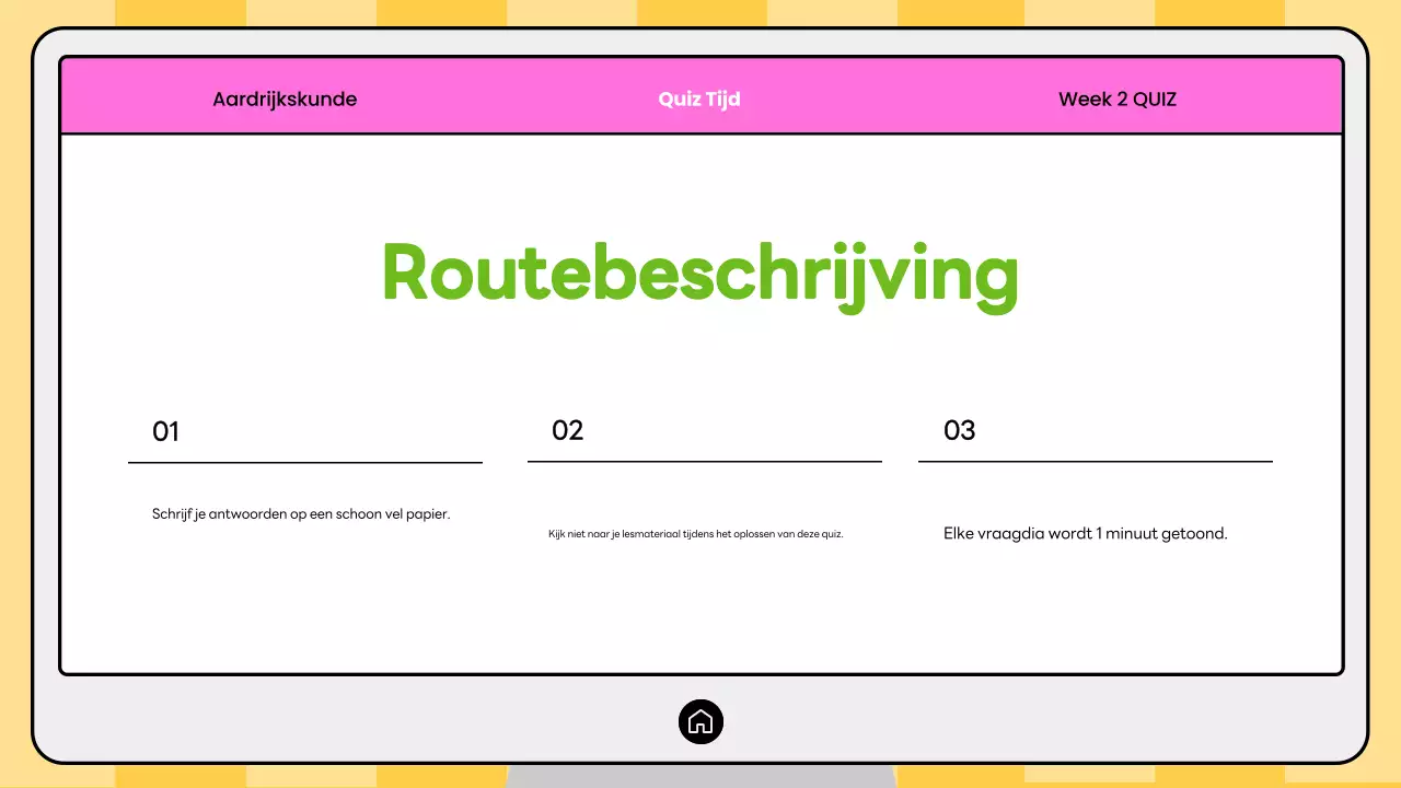 Roze en gele moderne aardrijkskunde quiz