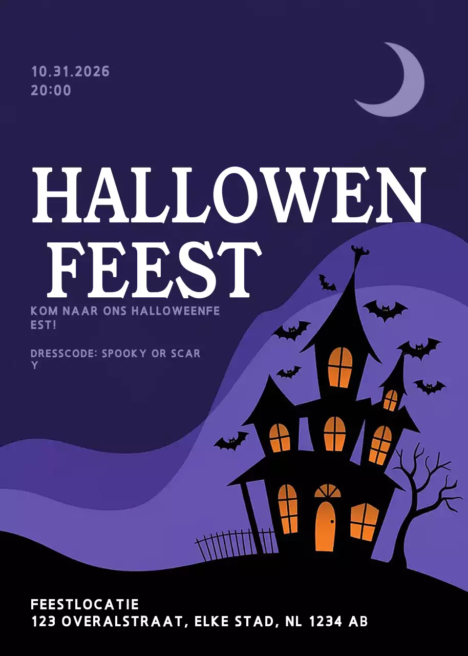 Paarse gotische Halloween-uitnodiging