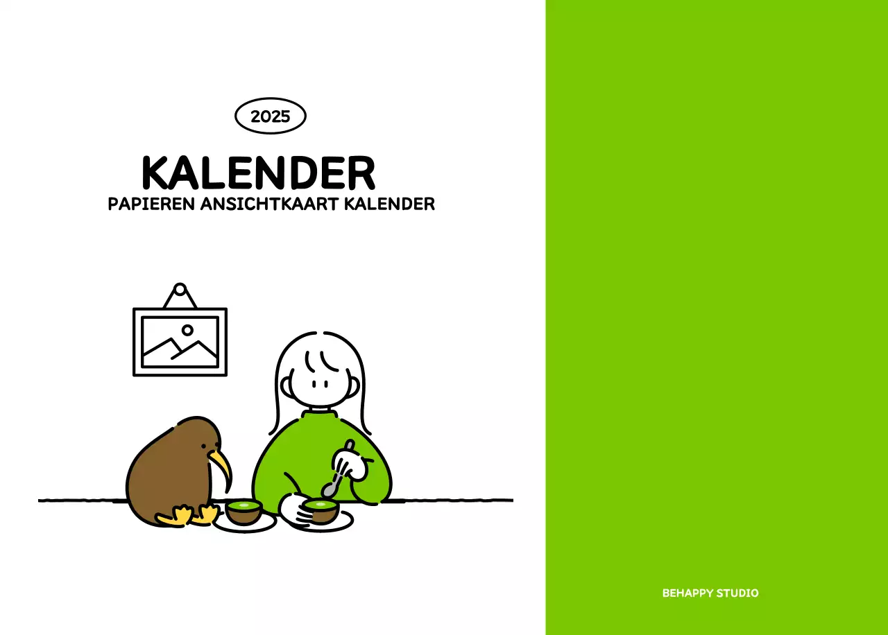 Geïllustreerde kalender met een mooie lijnstijl