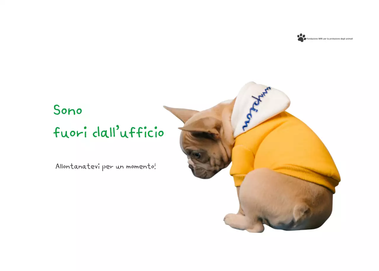 Un calendario con la foto di un cucciolo e un simpatico messaggio in colore verde.