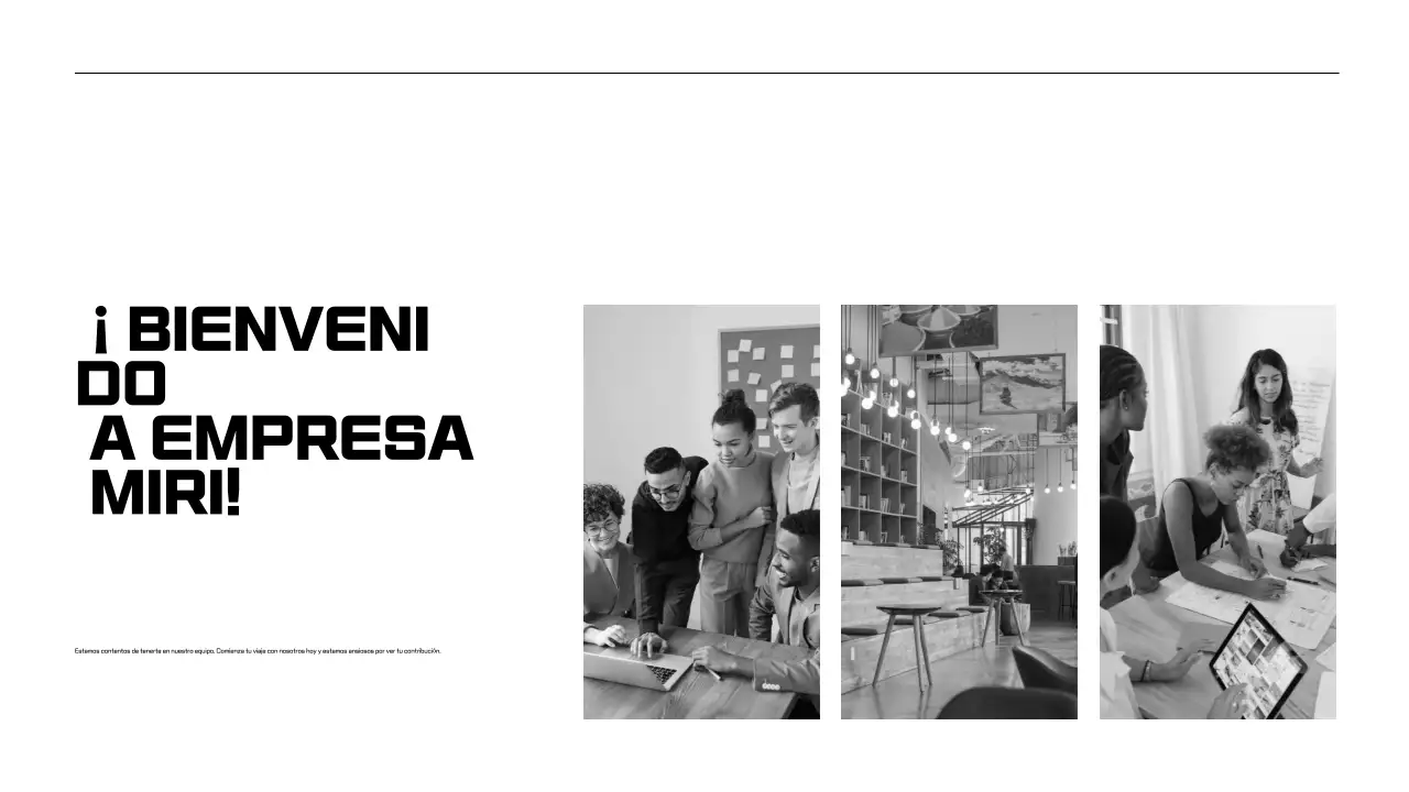 Presentaciones en blanco y negro para la incorporación de empleados