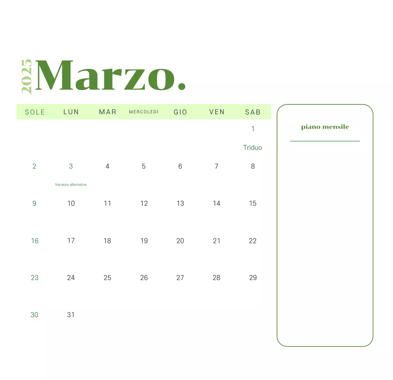 Calendario con illustrazioni giovanili su sfondo giallo-verde
