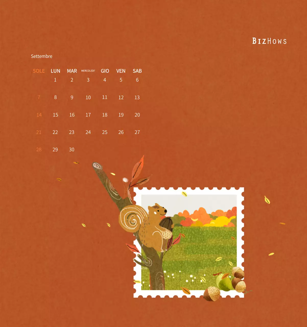 Calendario di Capodanno con una calda illustrazione