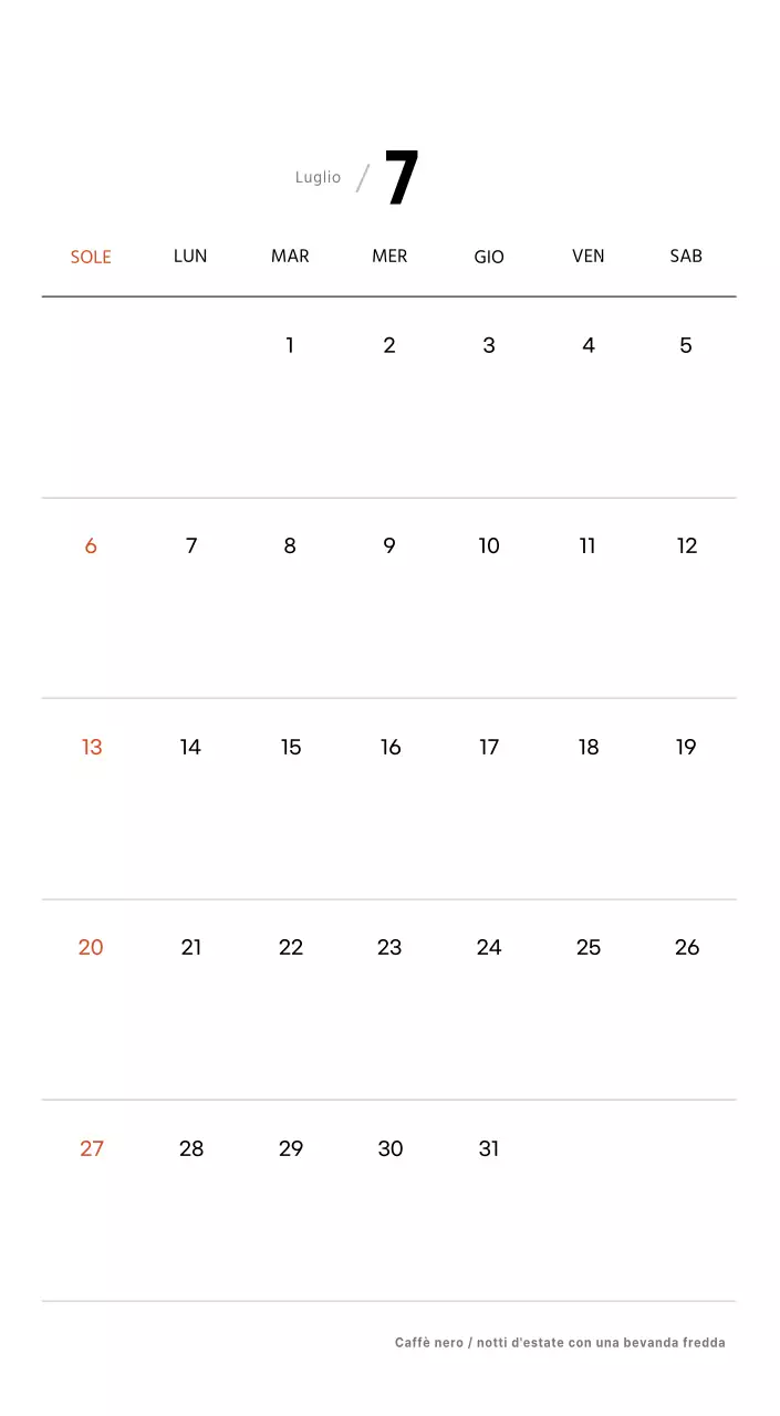 Semplice calendario da tavolo con foto di caffè per bar nei toni del bianco