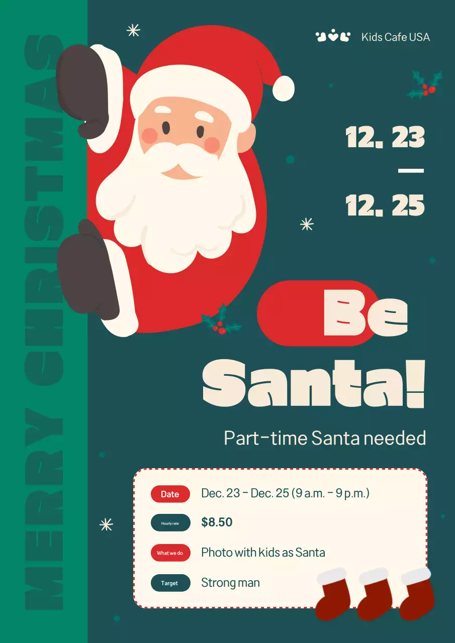 Poster tuyển dụng Giáng sinh cổ điển màu đỏ