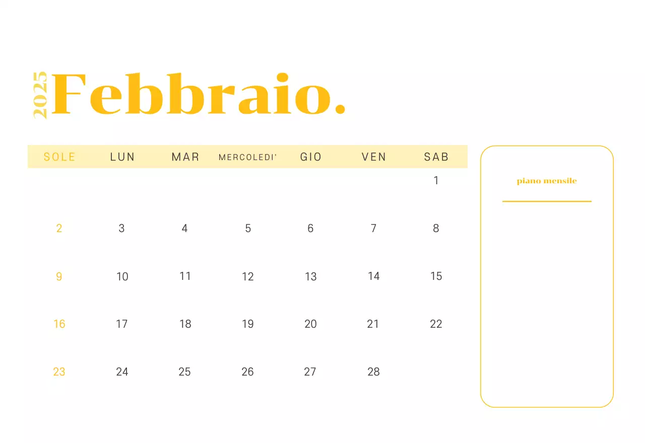 Calendario con illustrazioni giovanili su sfondo giallo-verde