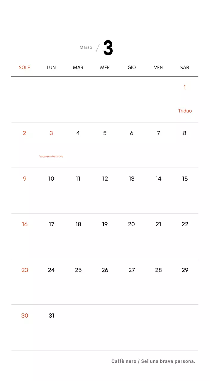 Semplice calendario da tavolo con foto di caffè per bar nei toni del bianco