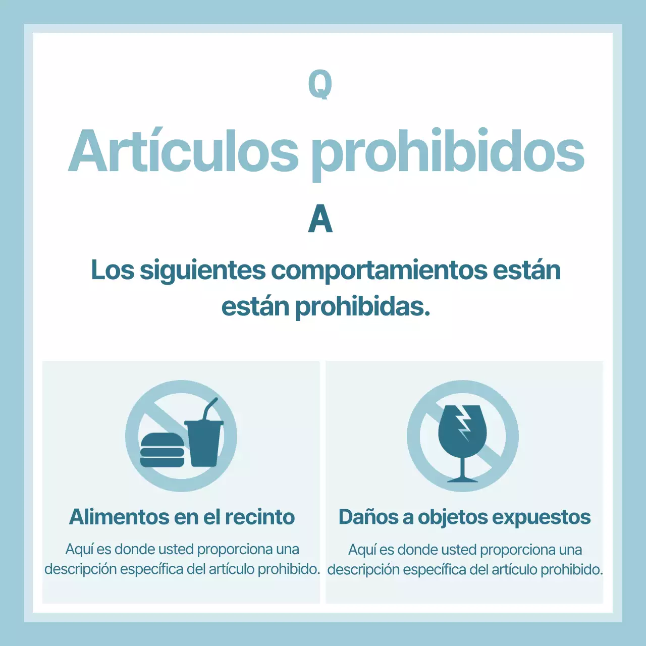 Azul claro simple entrega de información FAQ