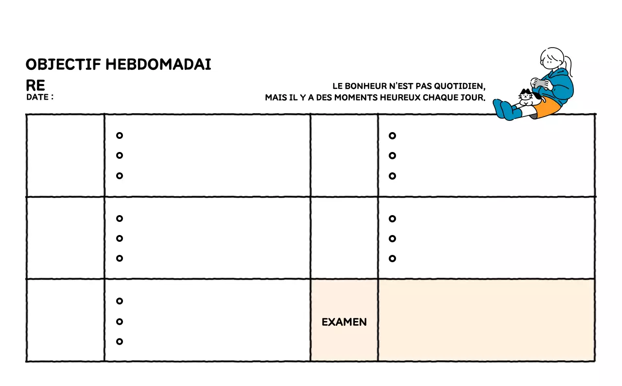 Calendrier illustré avec un joli style de lignes