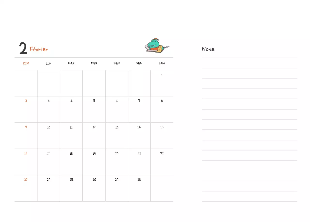 Un calendrier avec un concept d'illustration Ago mignon