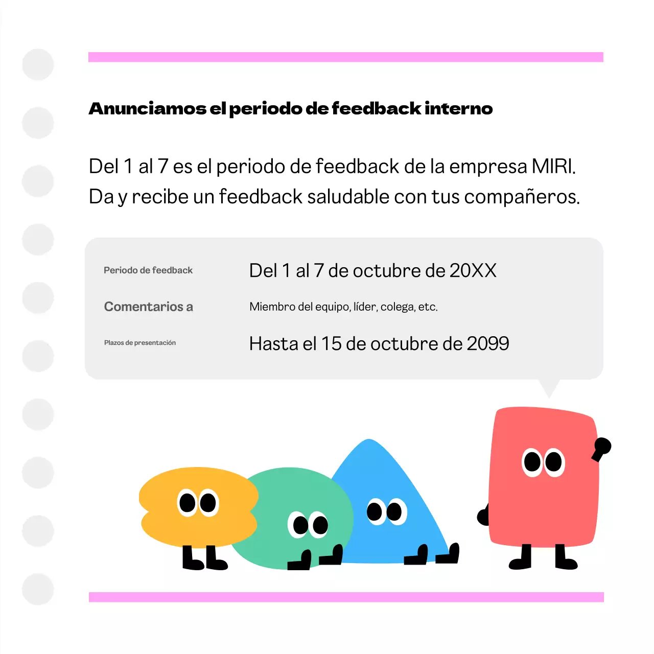 Comentarios de los miembros del equipo Pink Simple