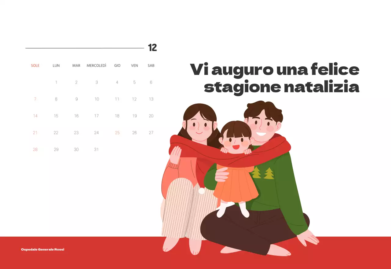 Un ospedale festivo con illustrazioni a tema salute e famiglia e accenti colorati