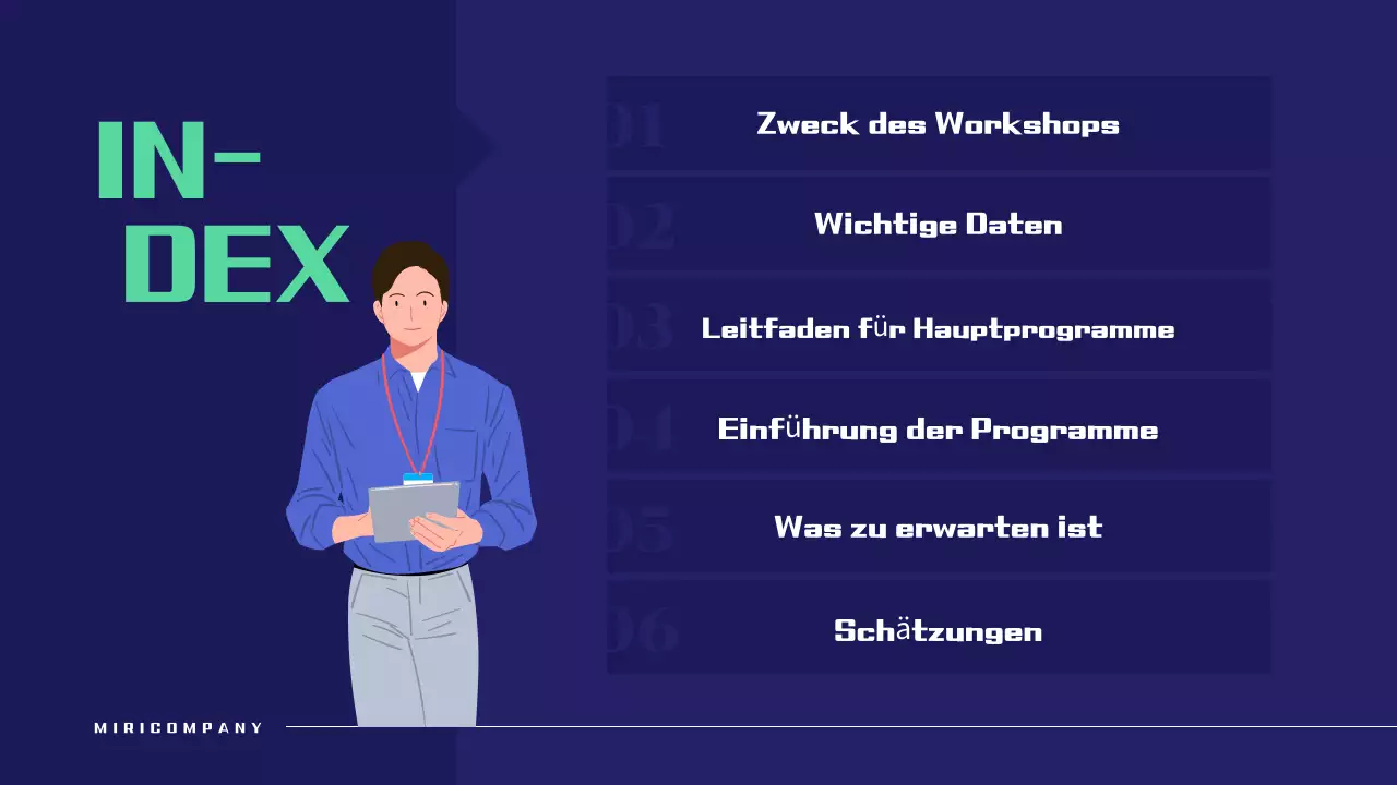 Einfacher Workshop-Vorschlag in Marineblau und Grün