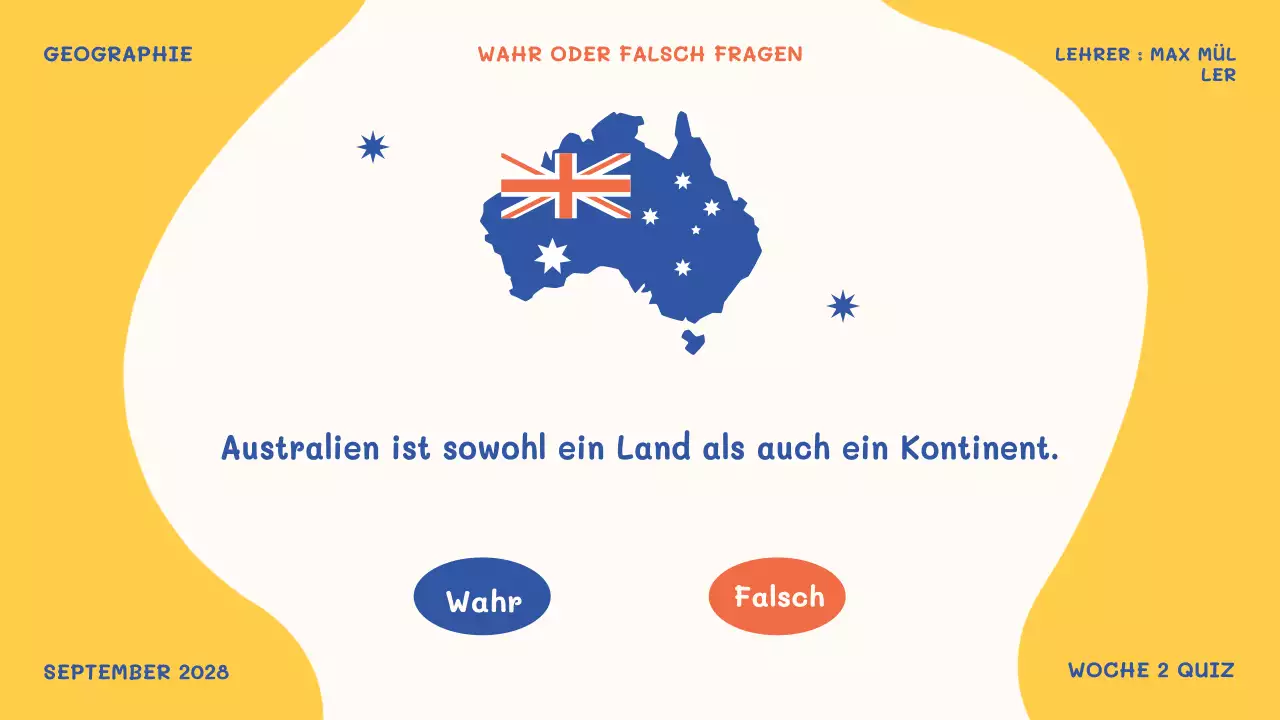 orangefarbene spielerische Schulveranstaltung Quiz Zeit Präsentation