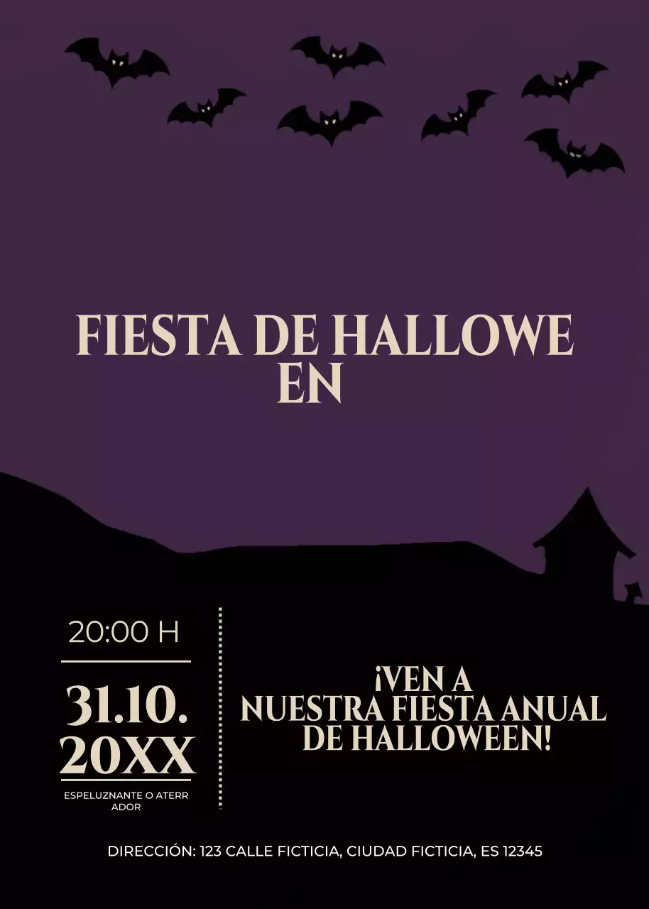 invitación gótica morada para Halloween