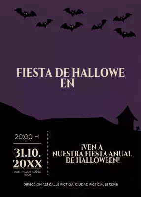 invitación gótica morada para Halloween