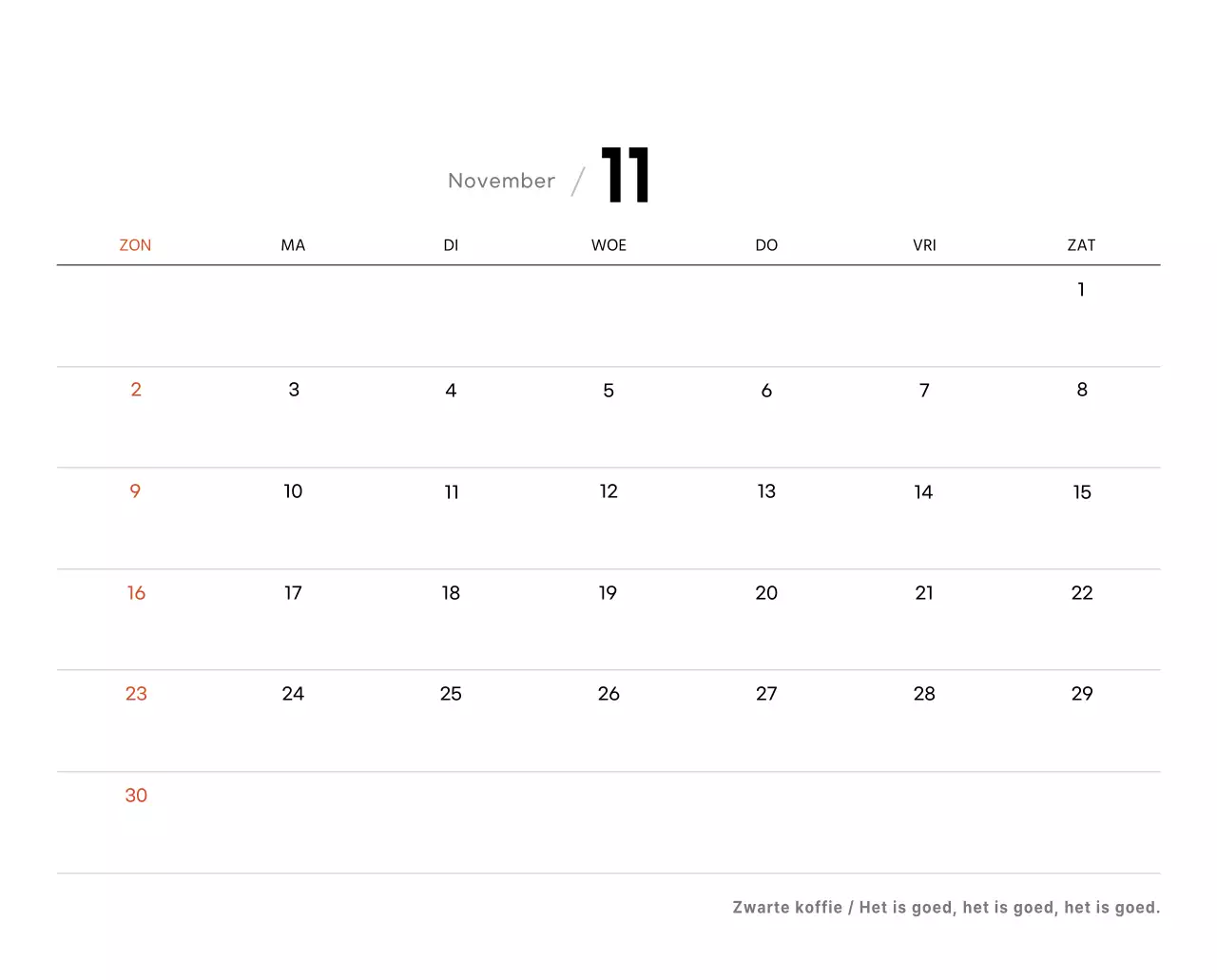 Eenvoudige bureaukalender met koffiefoto's voor cafés in witte tinten