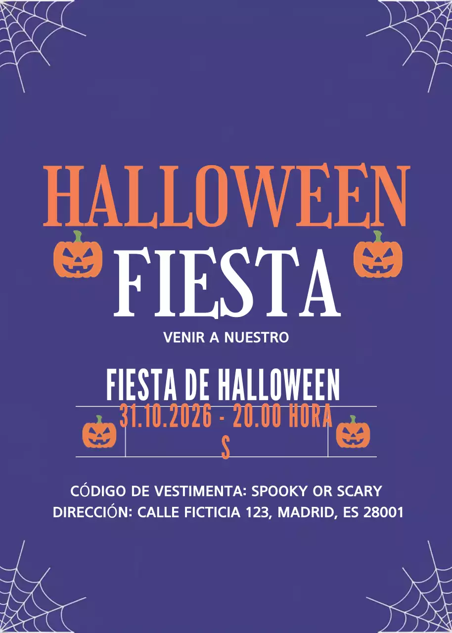 Invitación retro de Halloween morada