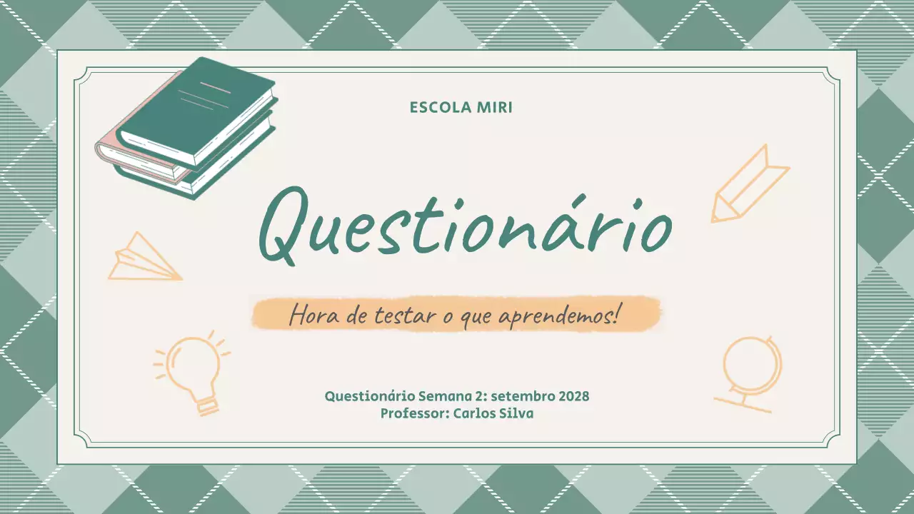 Apresentação do Quiz Verde da Escola Preppy Cute
