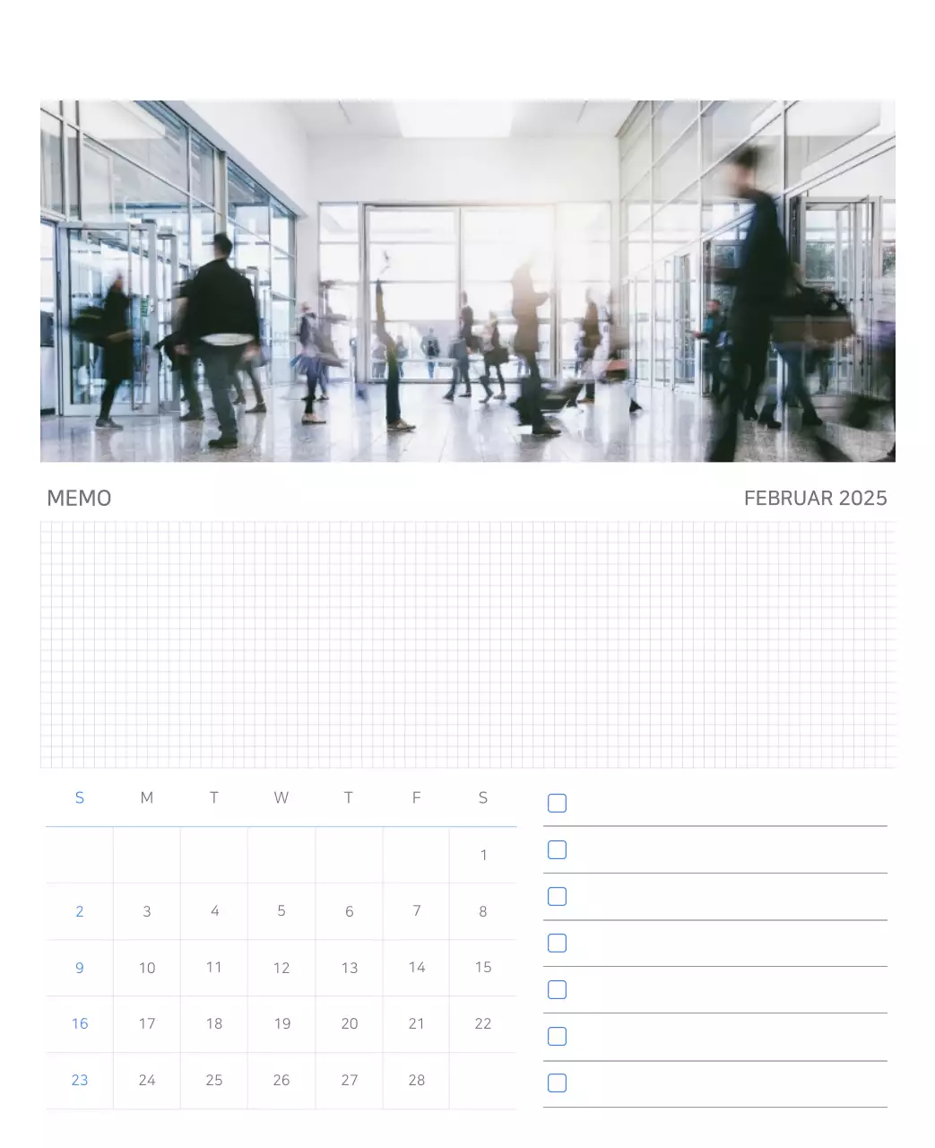 Blauer moderner Kalender Kalender