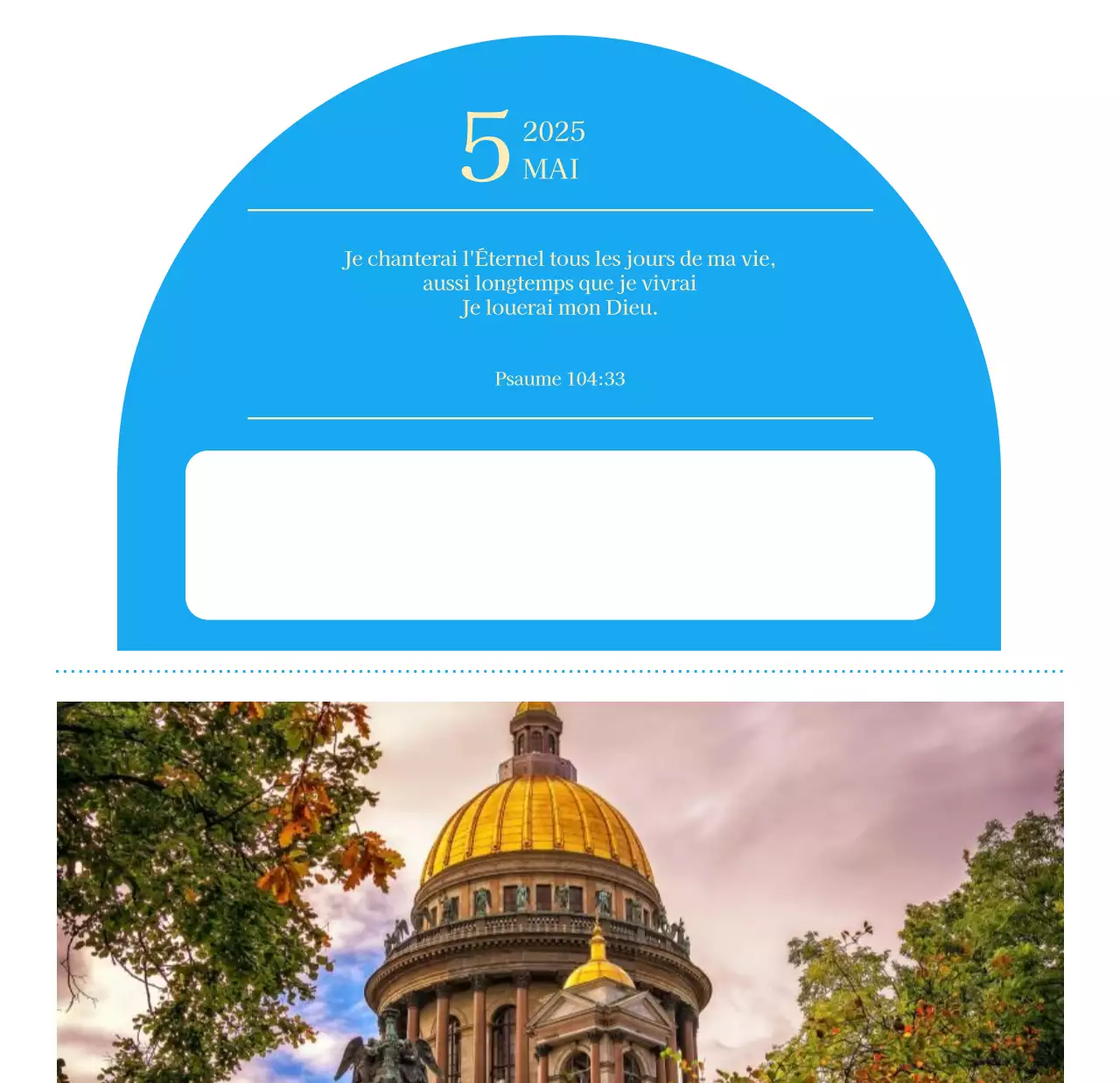 Calendrier d'église moderne bleu