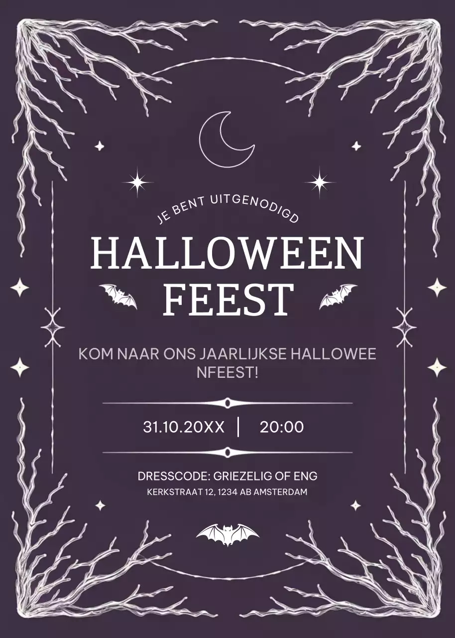 zwarte gothic Halloween uitnodiging