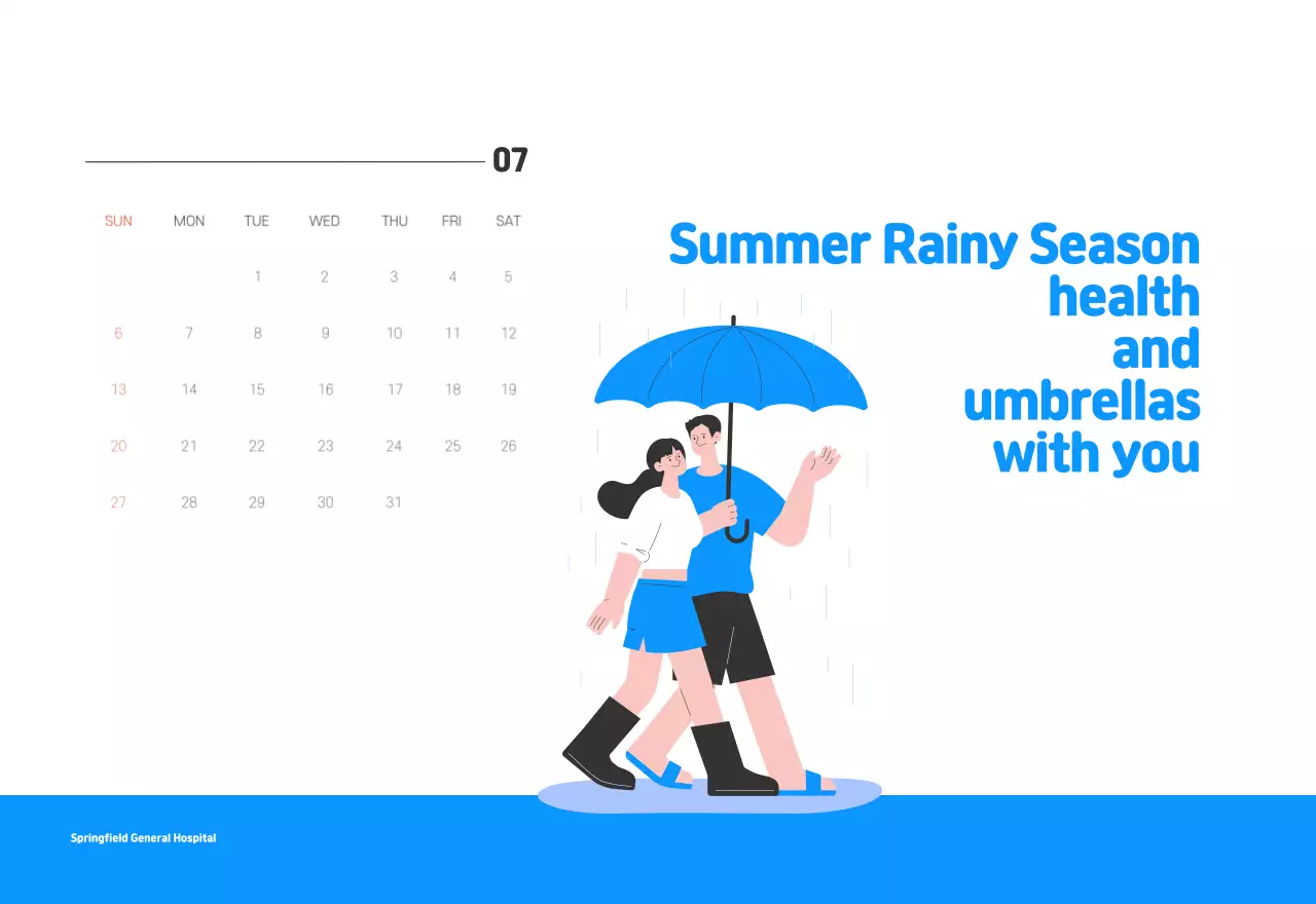 A holiday hospital with health and family themed illustrations and colorful accents