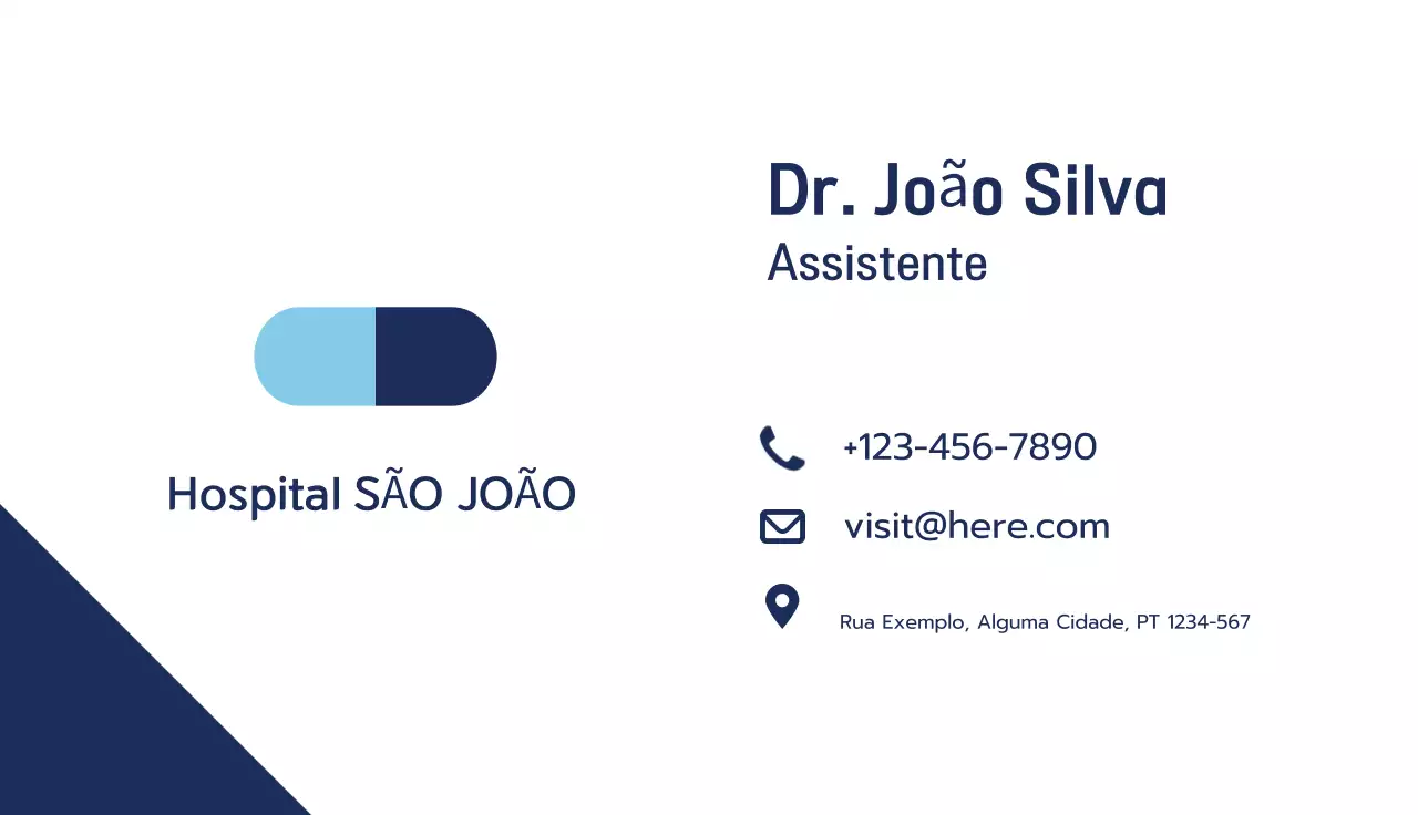 cartão hospitalar moderno azul