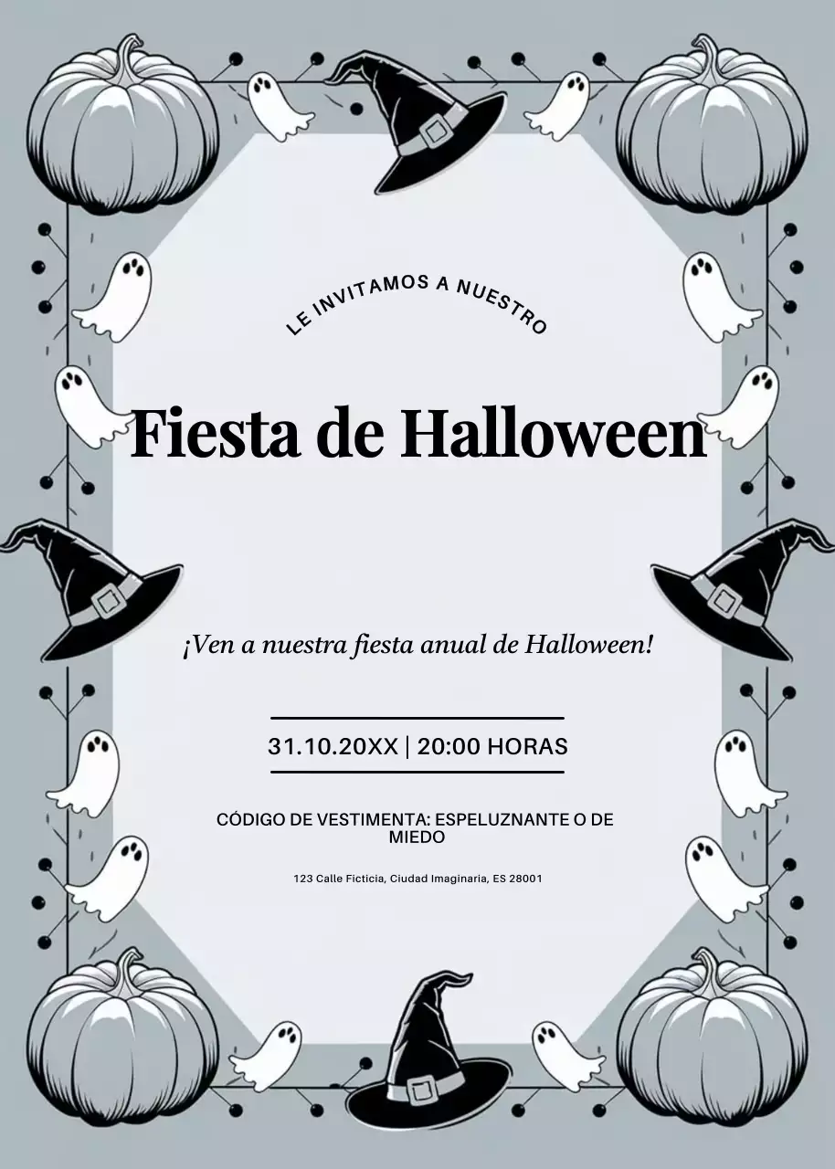 invitación de Halloween vintage gris