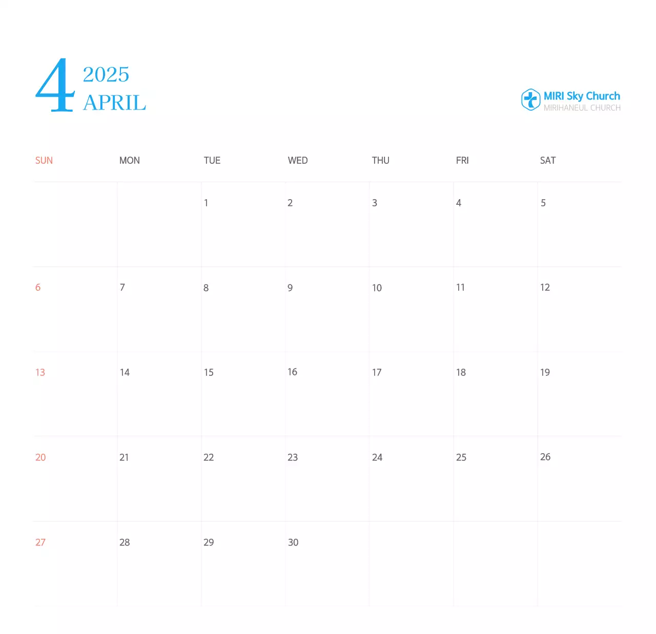 Lịch nhà thờ khái niệm hiện đại màu xanh