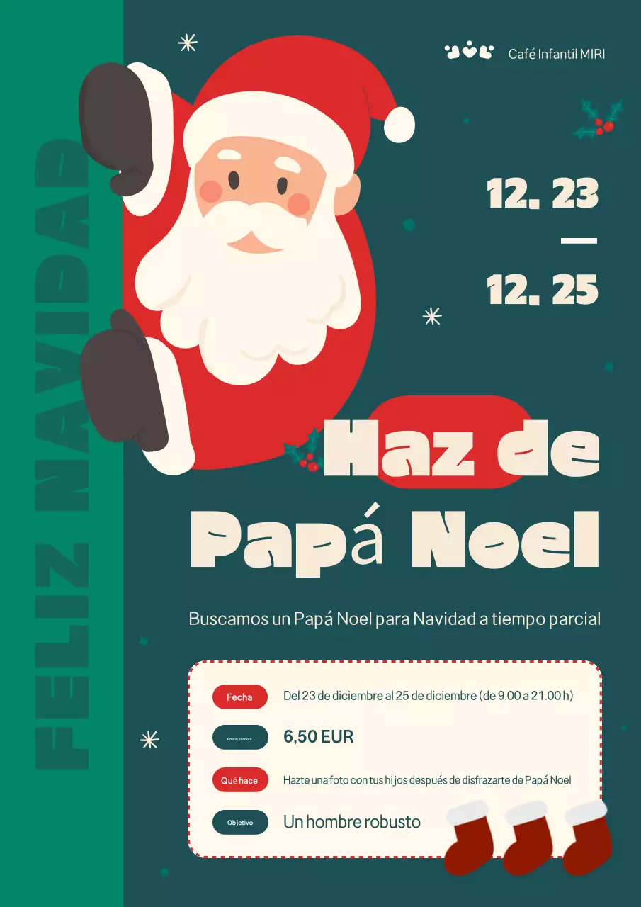 Ofertas de empleo a tiempo parcial en Navidad en rojo y verde