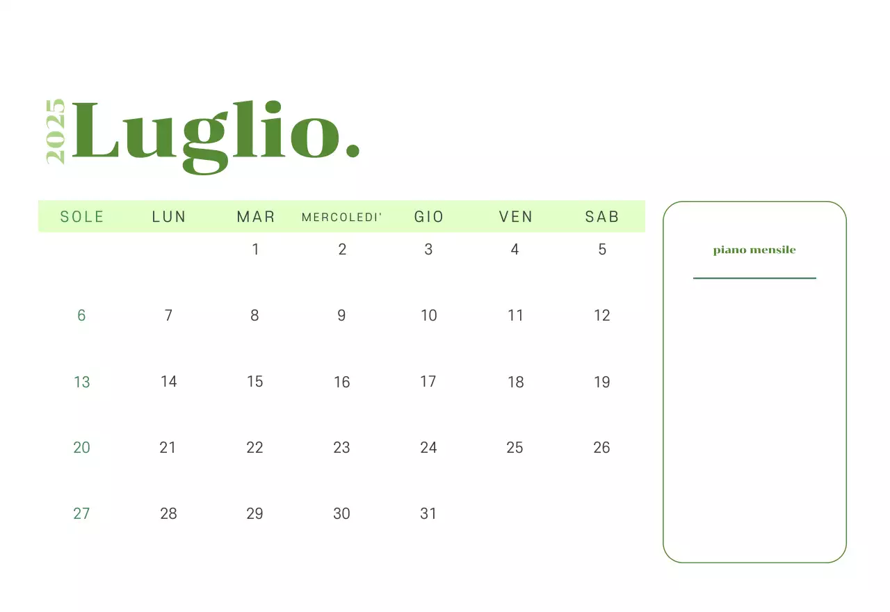 Calendario con illustrazioni giovanili su sfondo giallo-verde