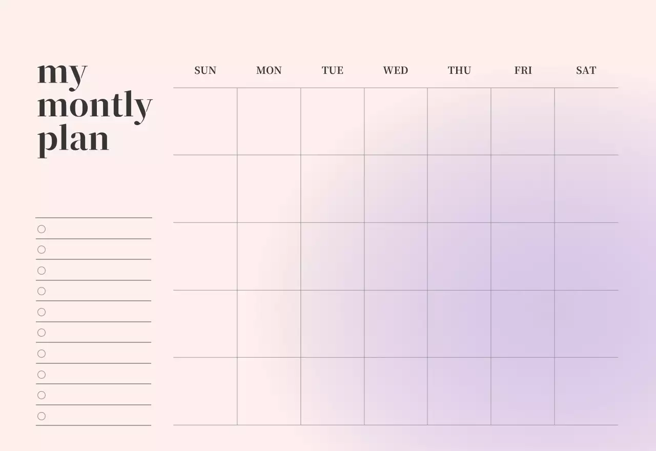 グラデーションミニマルカレンダーカレンダー