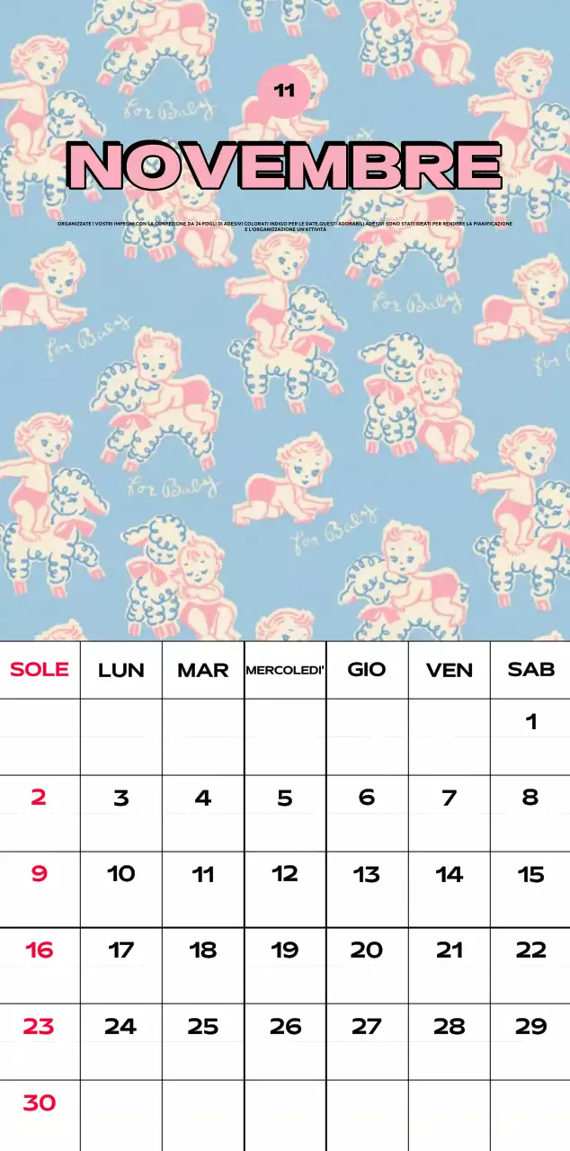 Calendari colorati con una varietà di illustrazioni retrò