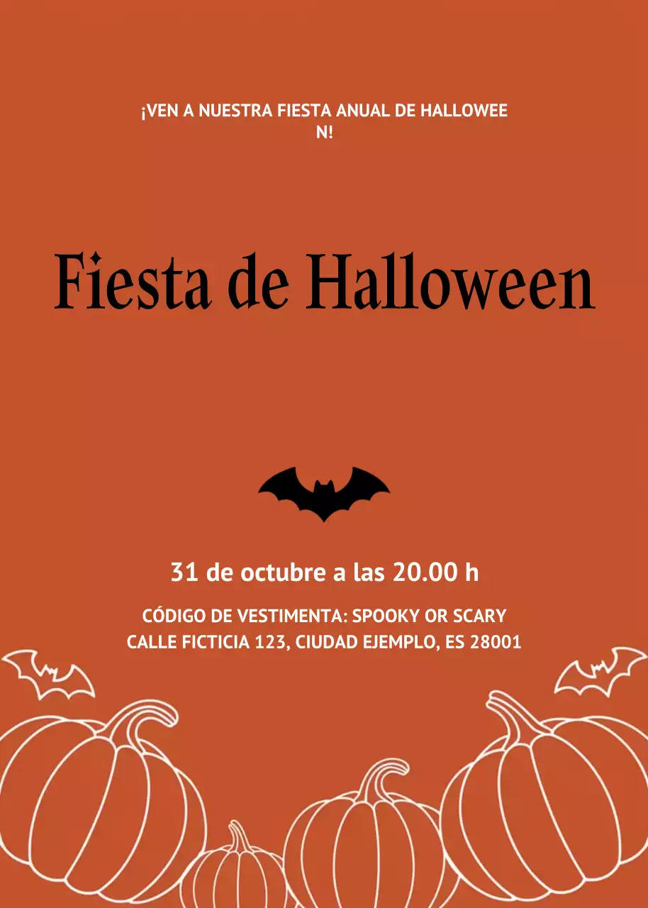 naranja invitación tradicional de Halloween
