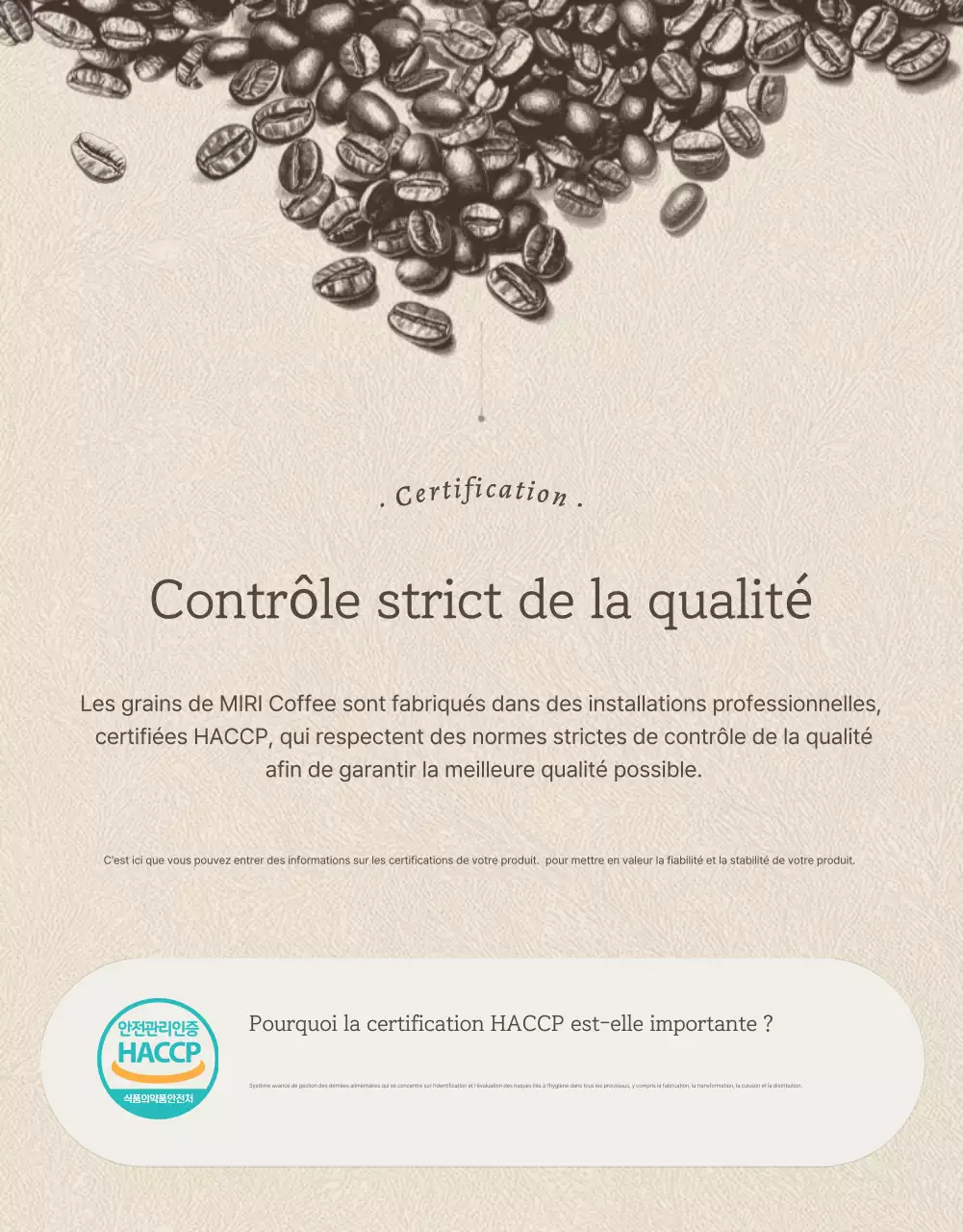 Grains de café vintage beige et marron page de détail